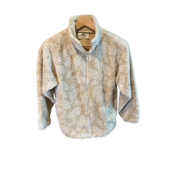 Black Mountain Tan White Full Zip Fleece Jacket Sz XS - Picture 1 of 9